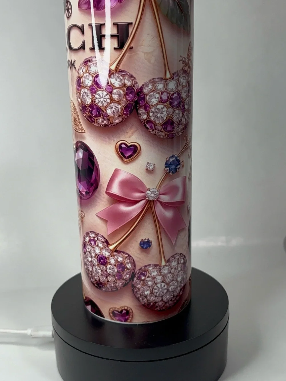 Tumbler 20 oz Coach Pink and Purple Cherry Accent Lantern